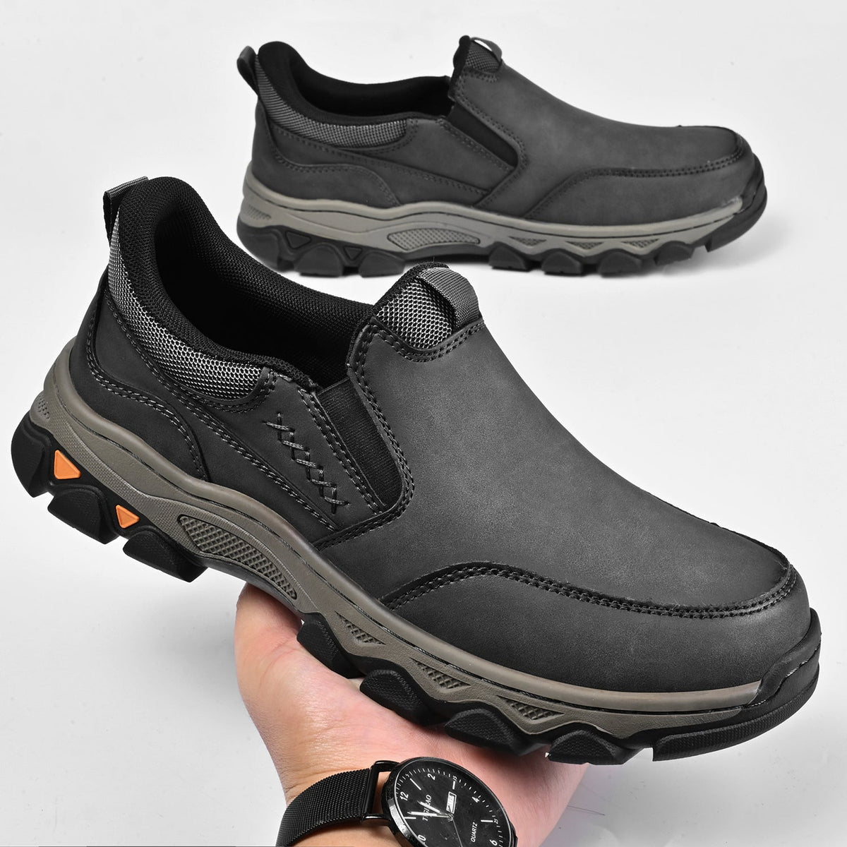 Scarpe da uomo in pelle senza lacci, da ufficio, fodera traspirante, suola antiscivolo