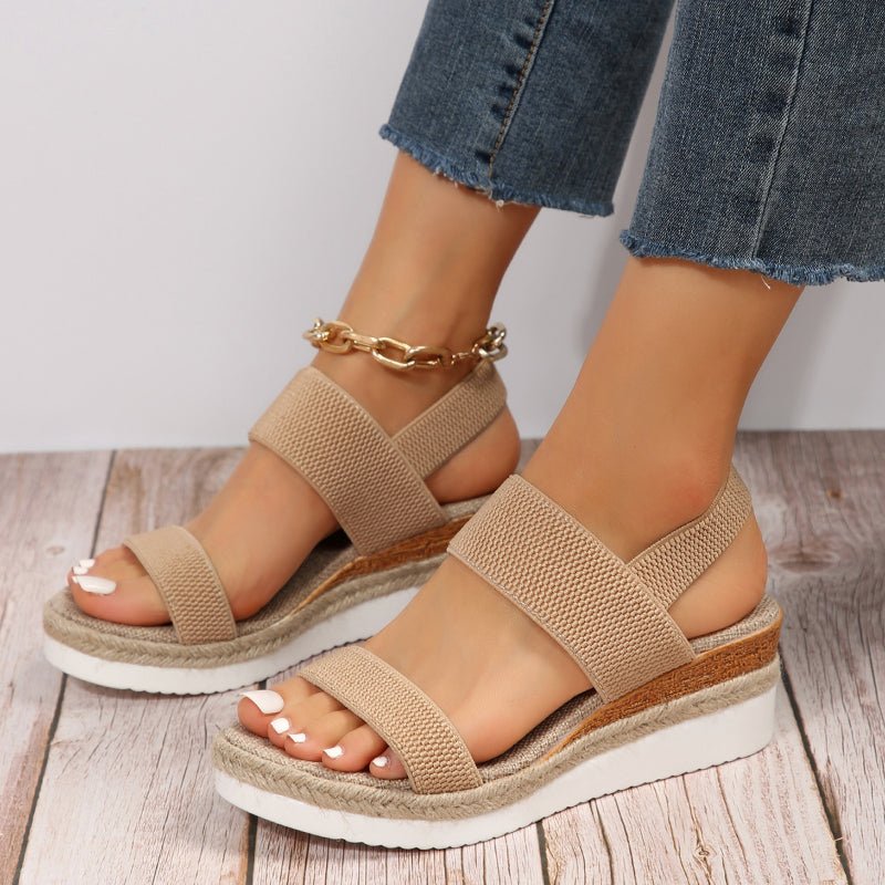 Sandalias de Plataforma con Tirantes Elásticos y Suela Dentada para Mujer