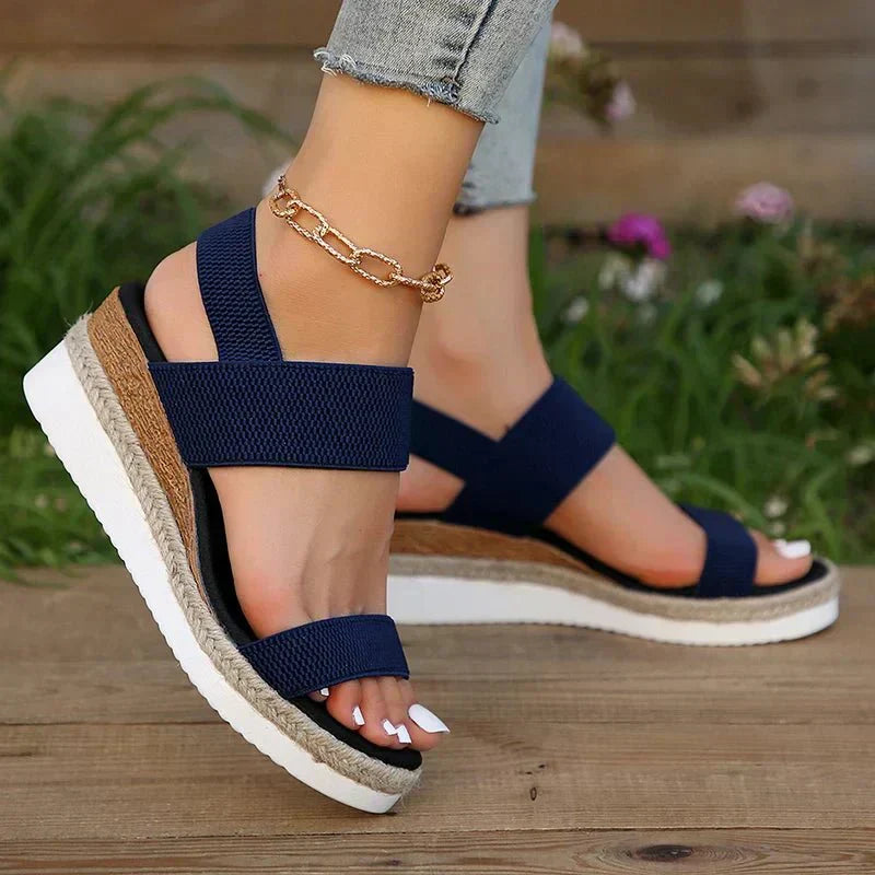 Sandalias de Plataforma con Tirantes Elásticos y Suela Dentada para Mujer
