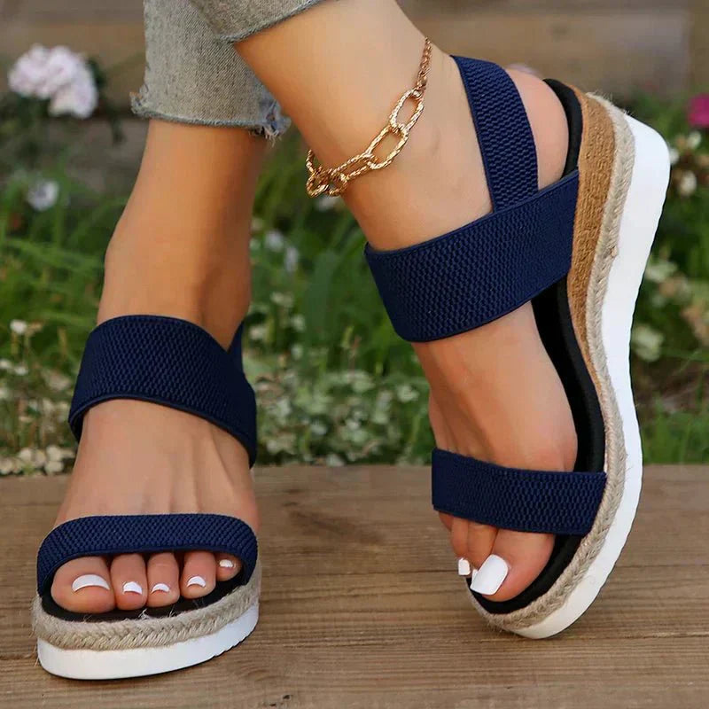 Sandalias de Plataforma con Tirantes Elásticos y Suela Dentada para Mujer