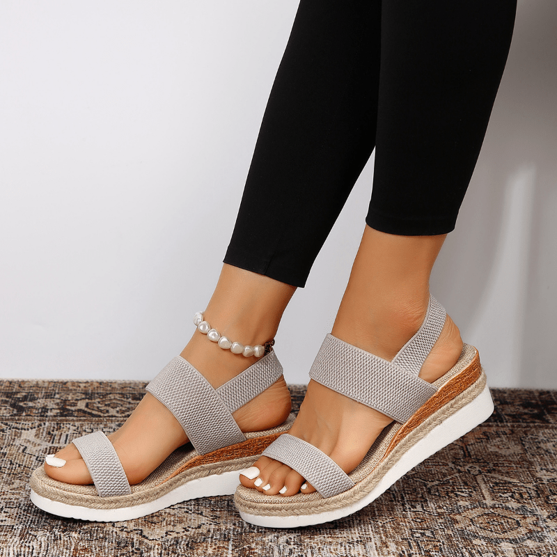 Sandalias de Plataforma con Tirantes Elásticos y Suela Dentada para Mujer