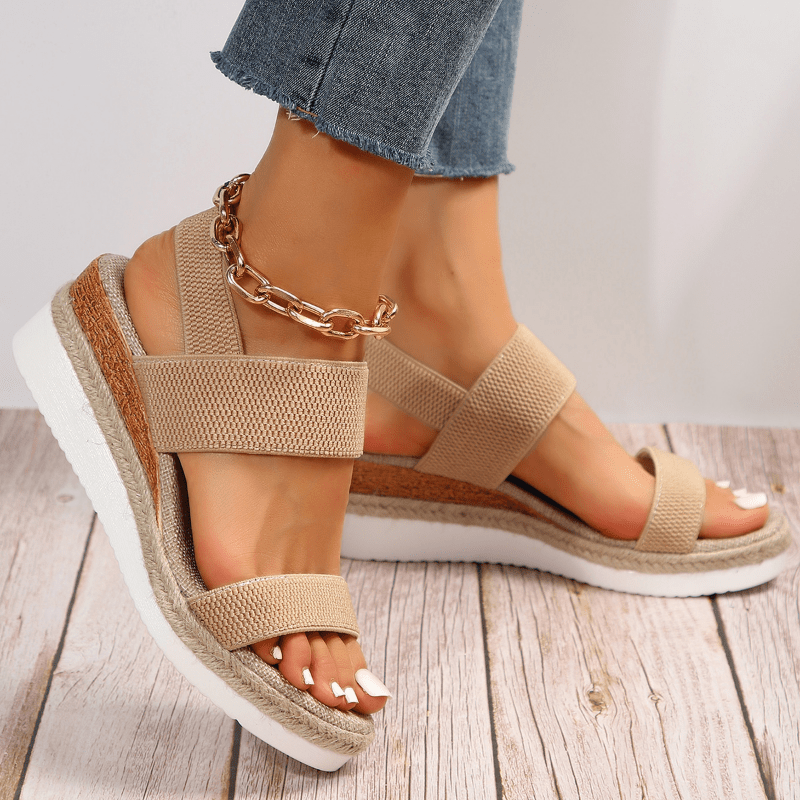 Sandalias de Plataforma con Tirantes Elásticos y Suela Dentada para Mujer