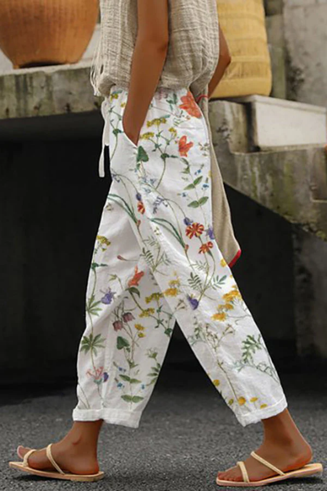 Pantalon Décontracté À Imprimé Abstrait