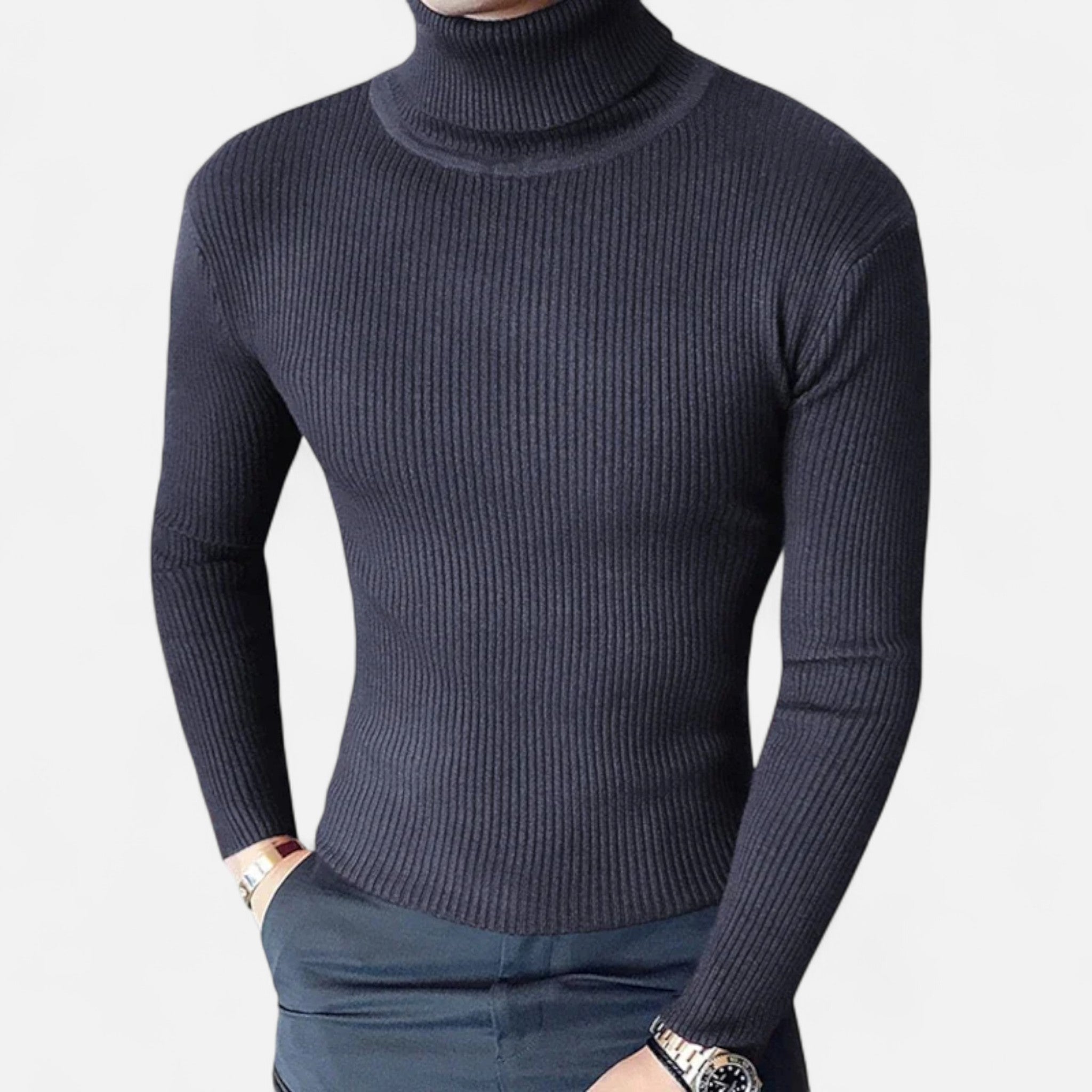 Velclairemode.com | Pull Col Roulé Homme à Manches Longues – Confort Structuré, Élégance Minimaliste