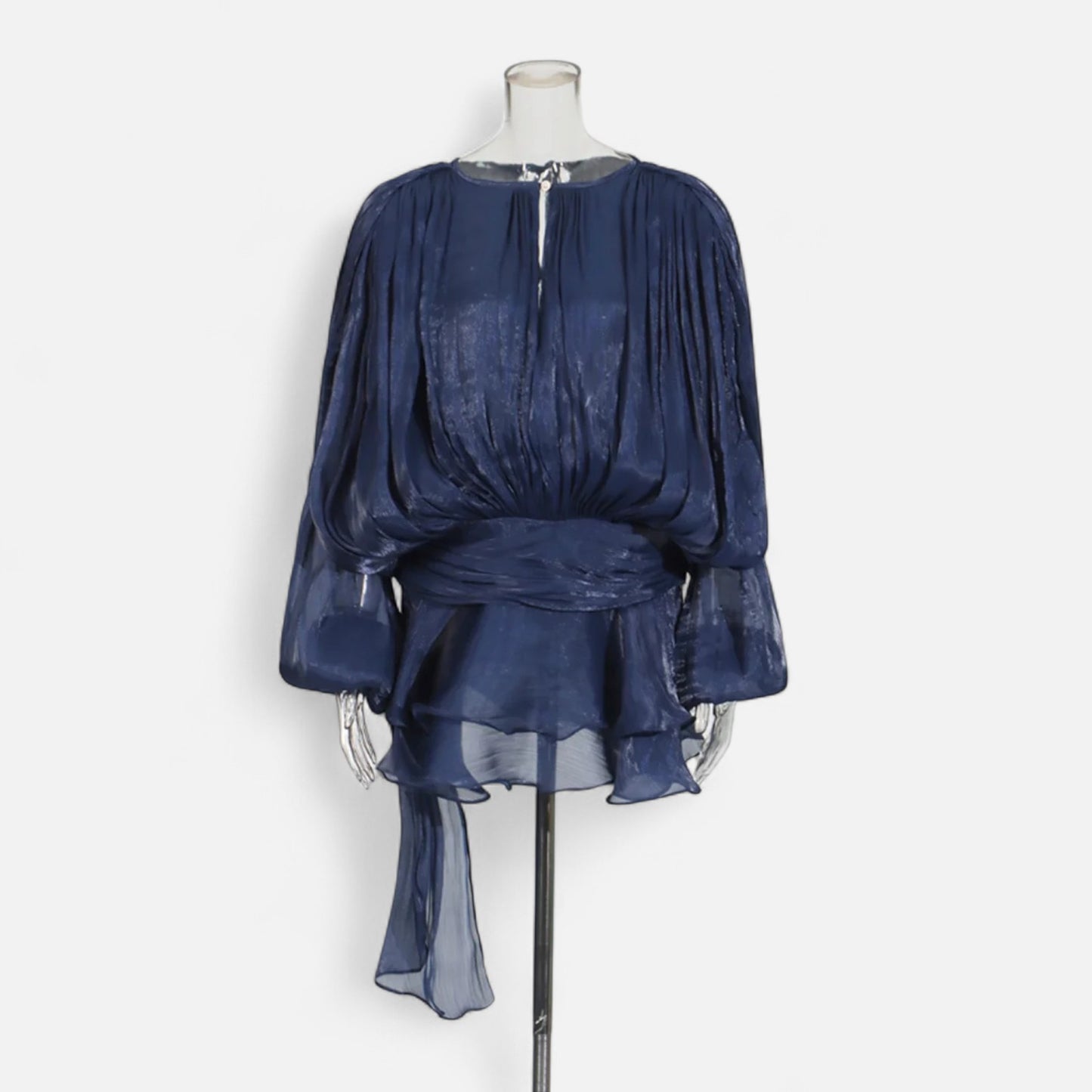 Velclairemode | Robe-Chemise Mini Femme Unie – Col V, Manches Longues, Détail Lacé & Design Structuré