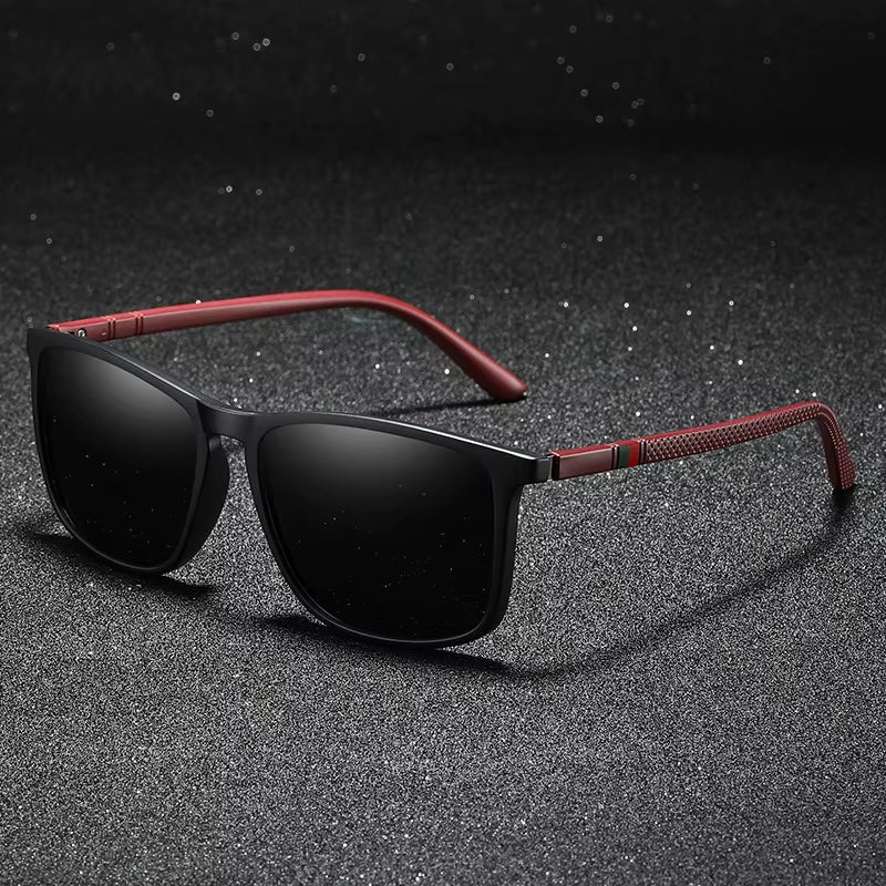 Lunettes Polarisantes de Sport et Conduite avec Monture Rectangulaire et Plaquettes Douces