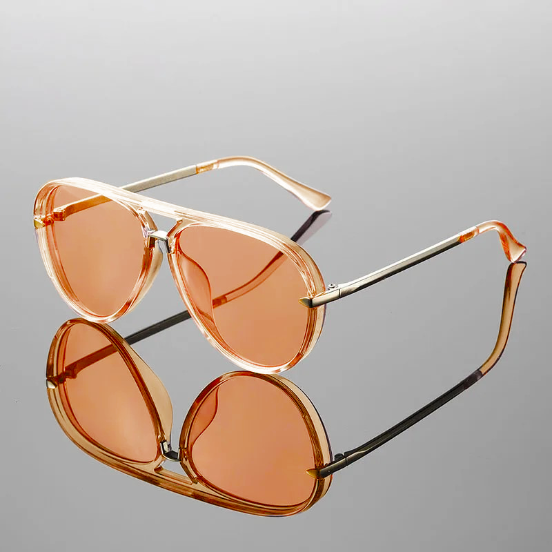 Lunettes de Soleil Aviateur Vintage pour Femme avec Monture en Alliage et Verres Dégradés