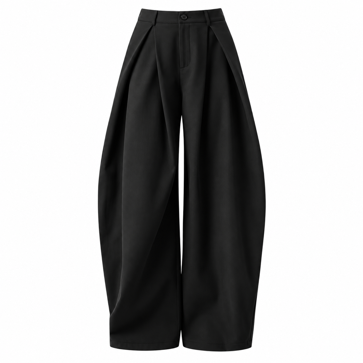 Calça feminina de perna larga, casual e elegante, de cintura alta, plissada e confortável