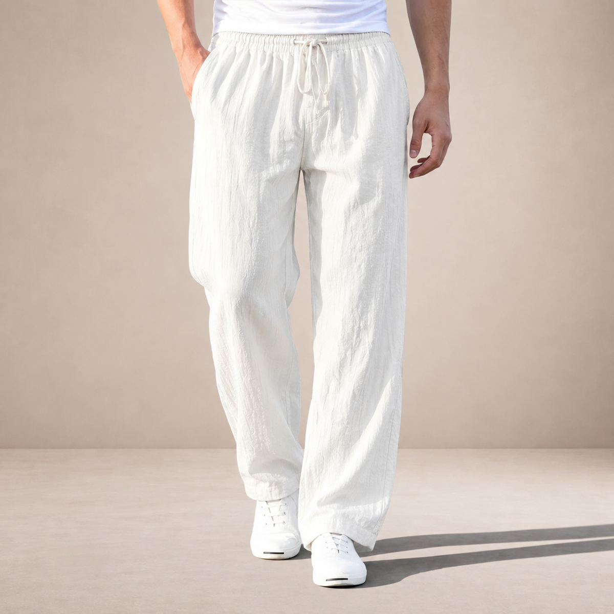 Pantalon Homme en Lin Coupe Droite