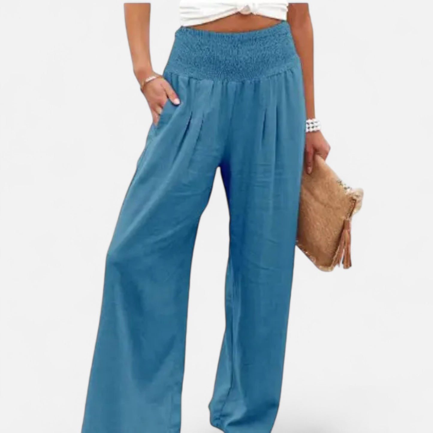 Velclairemode | Pantalon Femme Décontracté à Cordon – Taille Mi-Haute, Finition Usée Stylisée