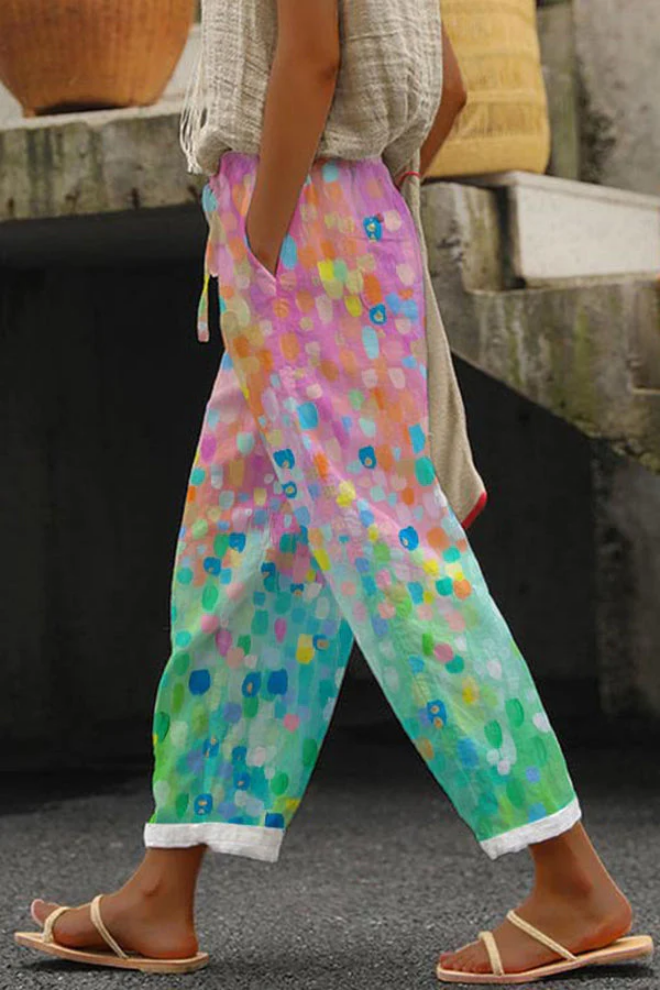 Pantalon Décontracté À Imprimé Abstrait
