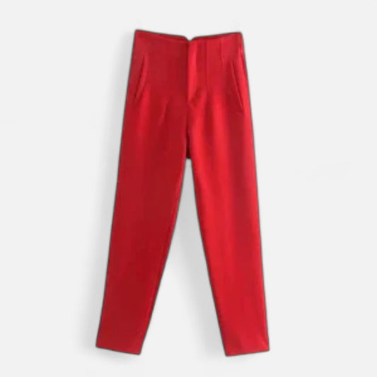Velclairemode | Pantalon Femme Taille Haute – Coupe Crayon Unie, Élégance Structurée et Intemporelle