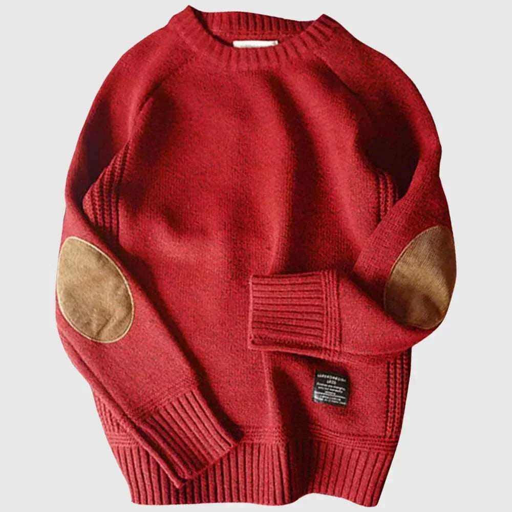 Maglione da uomo in maglia classico, casual da ufficio, con toppe sui gomiti e vestibilità comoda
