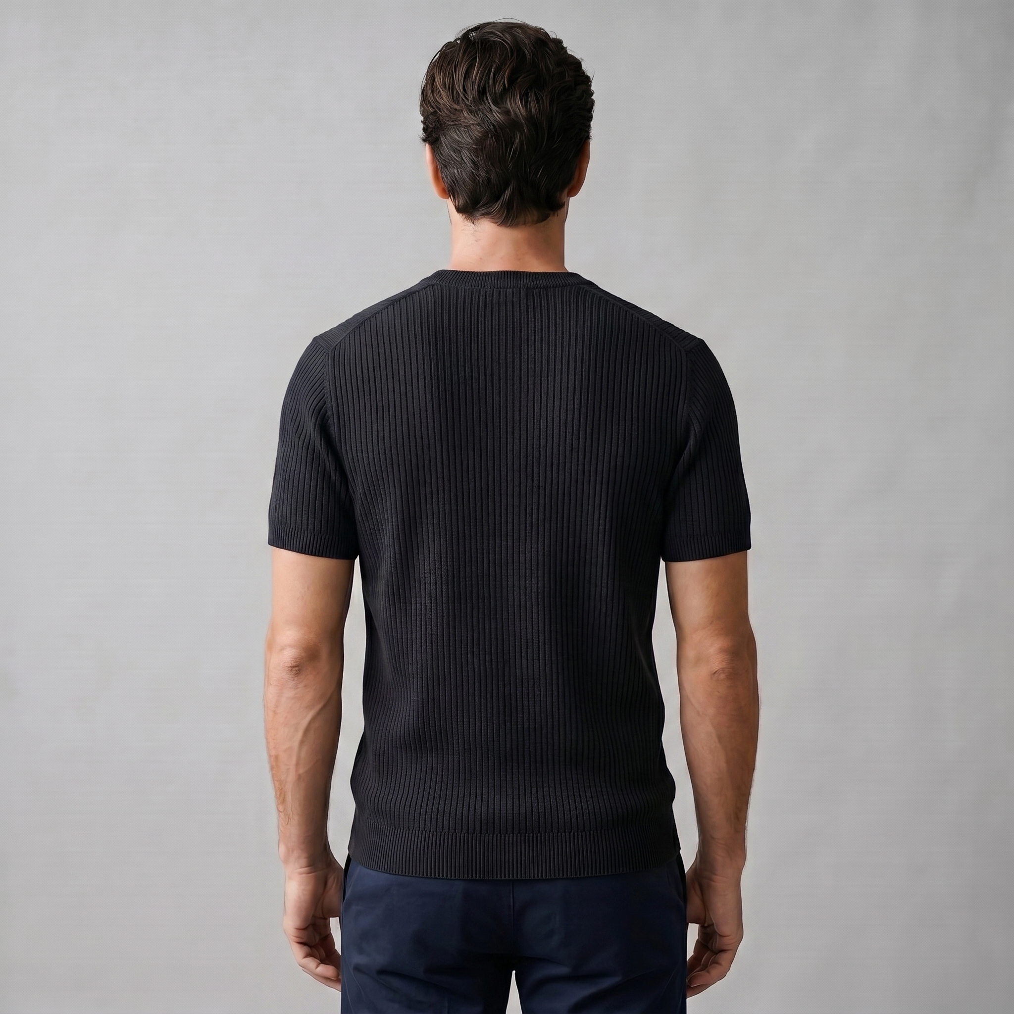 Camiseta de punto fino con cuello redondo