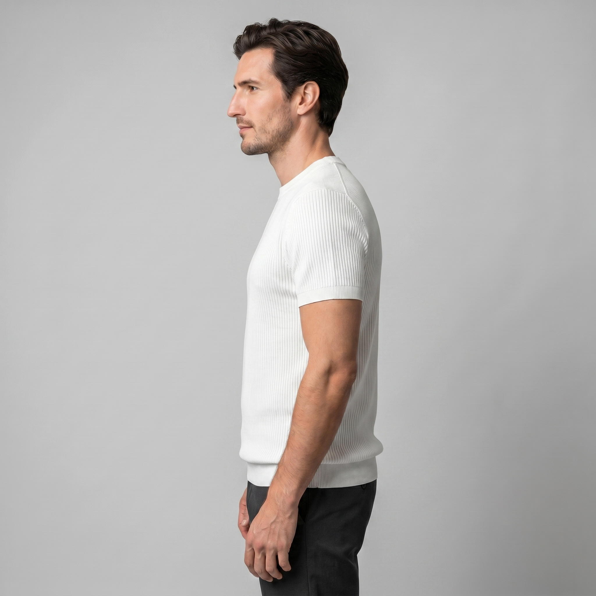 Camiseta de punto fino con cuello redondo