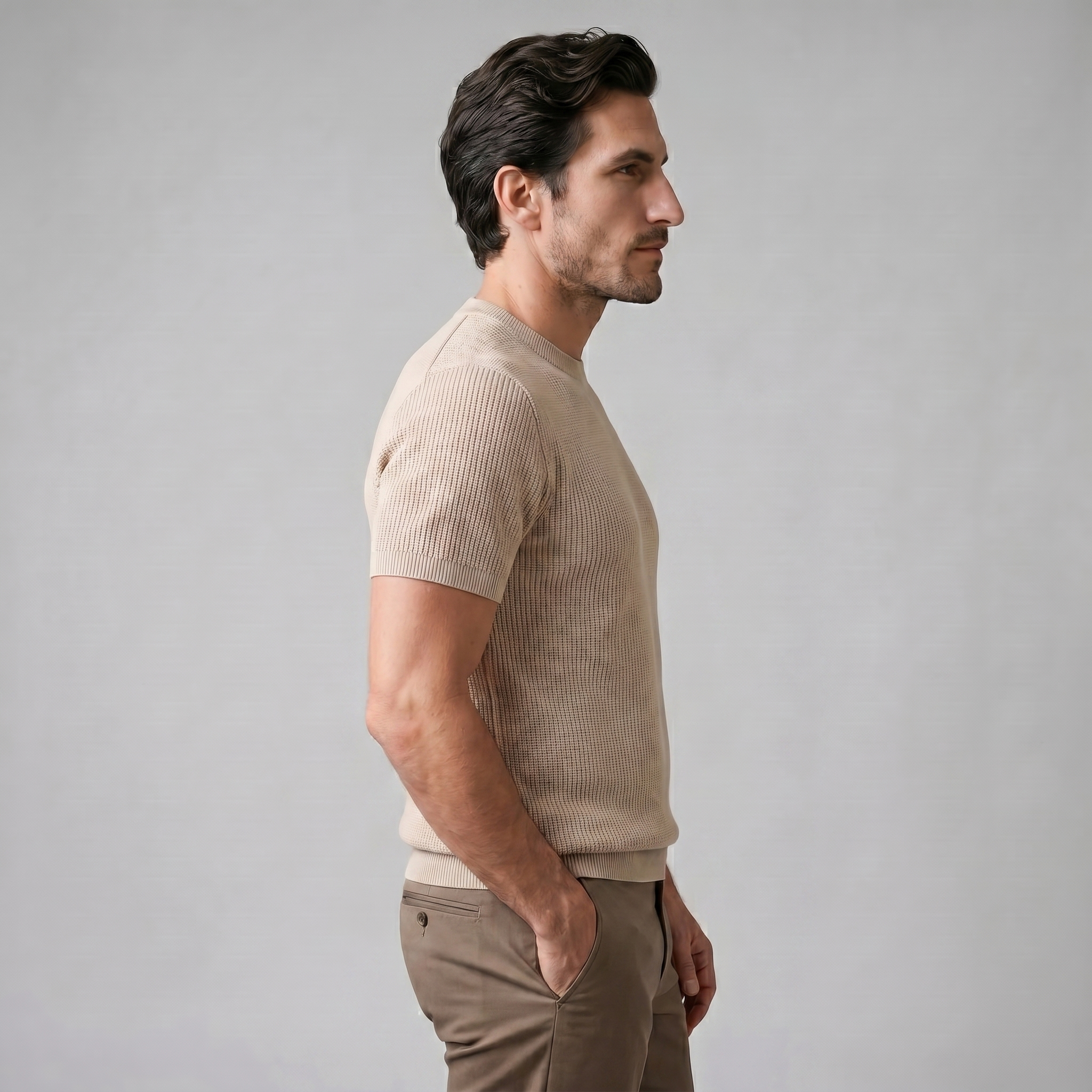 Camiseta de punto fino con cuello redondo