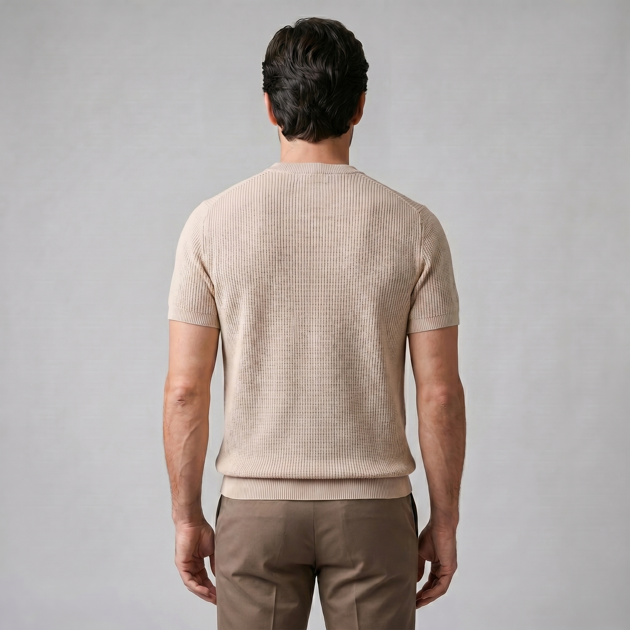 Camiseta de punto fino con cuello redondo