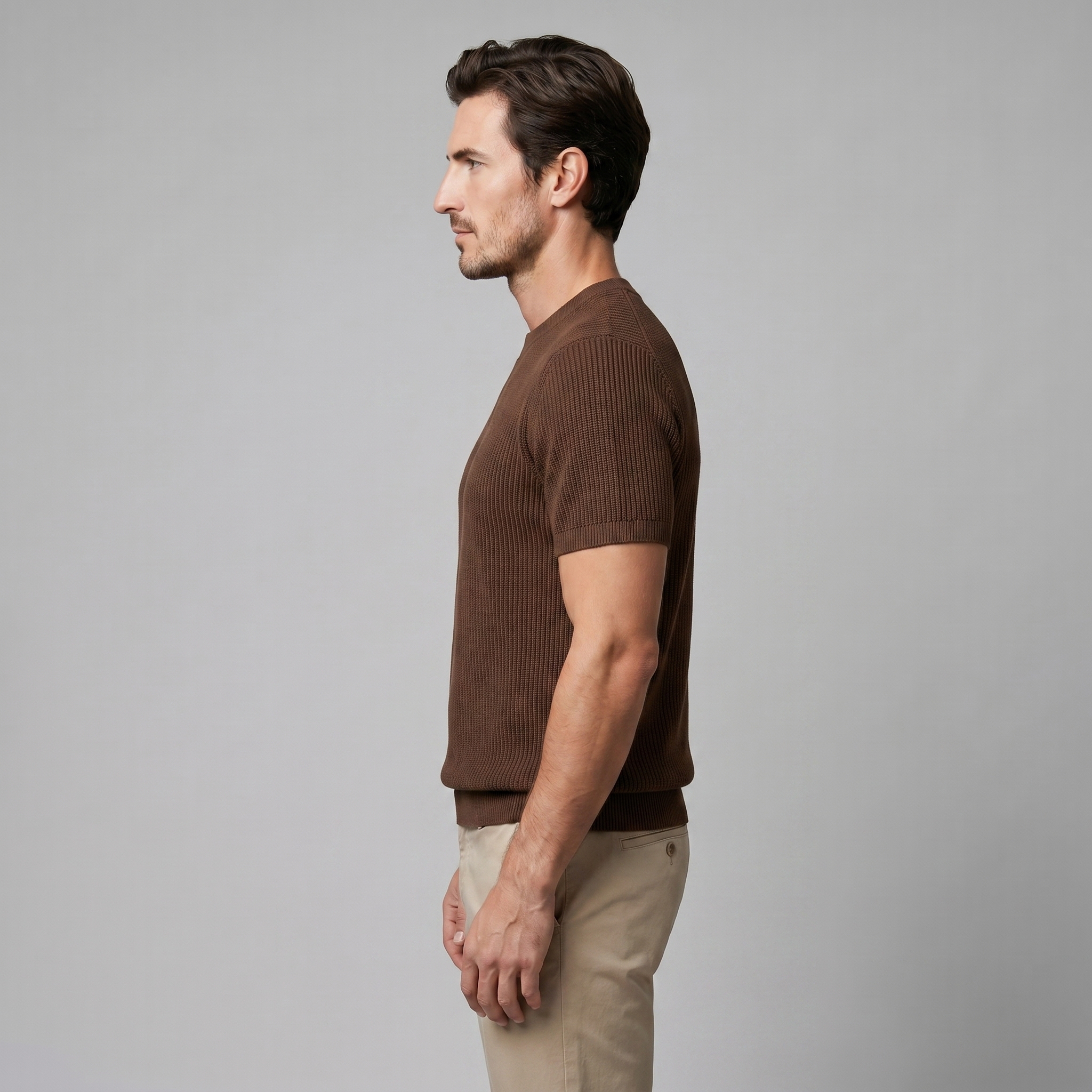 Camiseta de punto fino con cuello redondo
