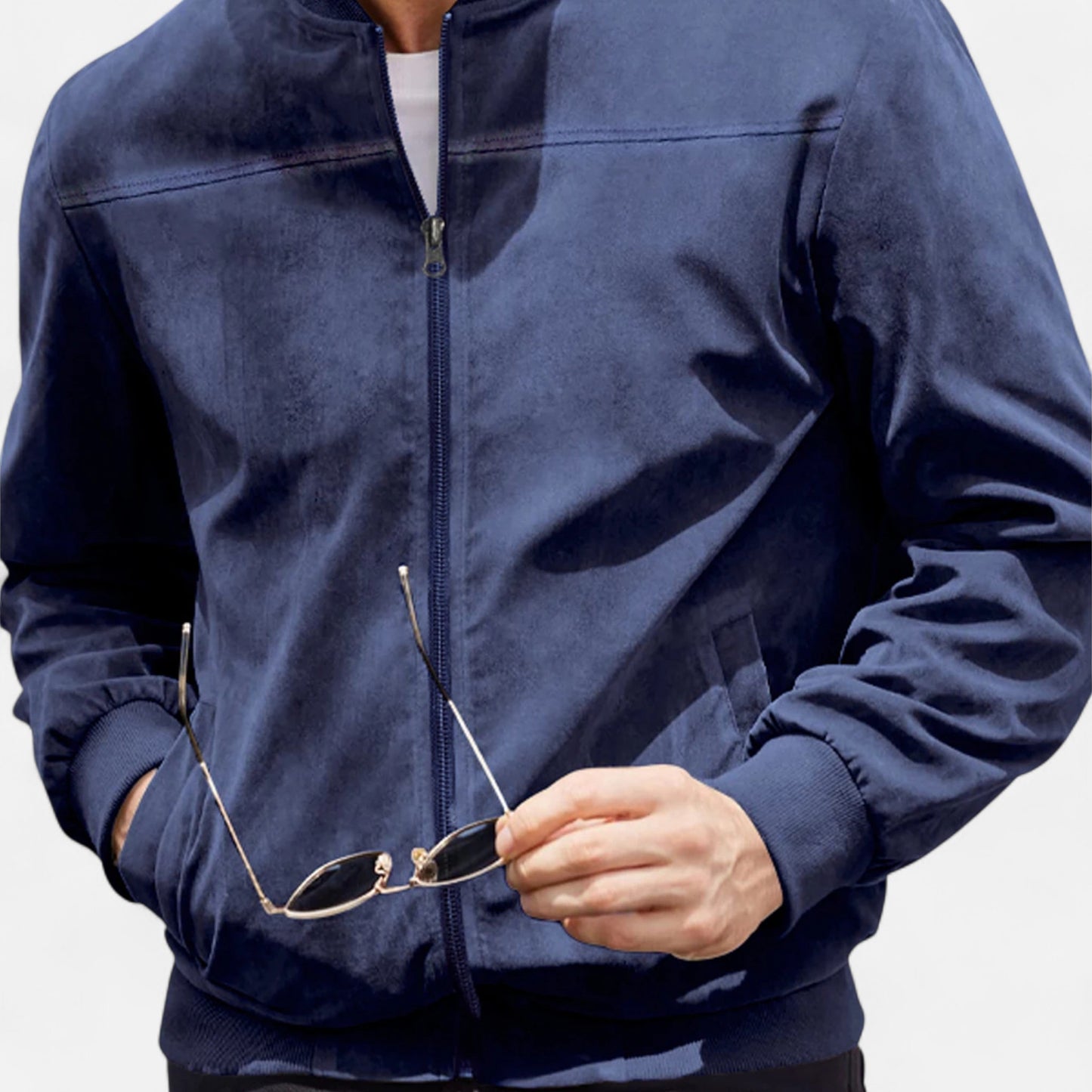 Velclairemode | Veste Homme en Suédine Zippée – Sobriété Texturée & Élégance Décontractée
