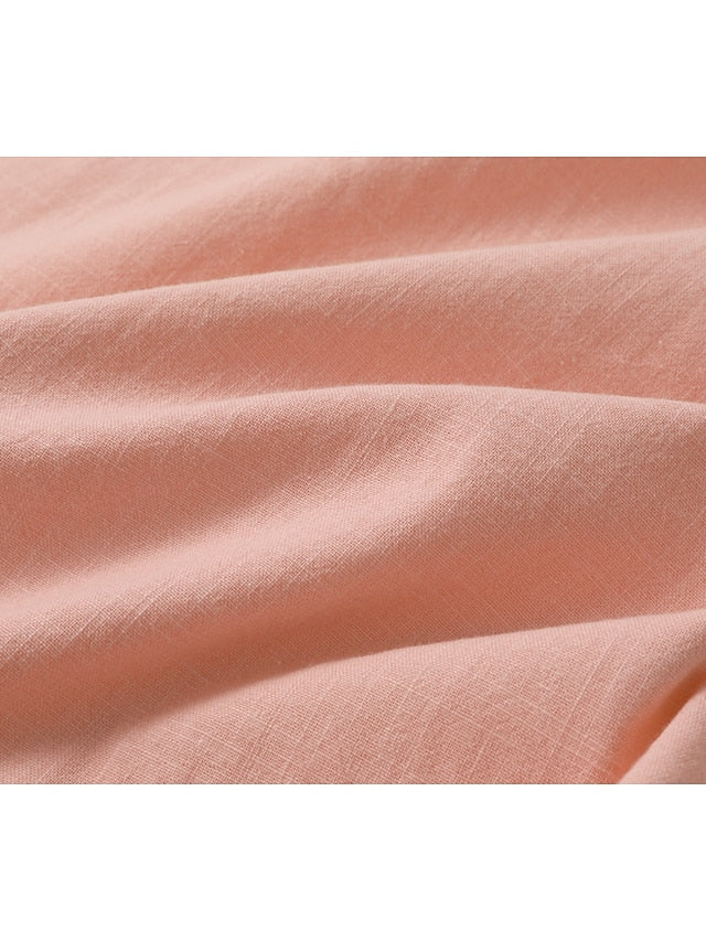 Chemise homme lin et coton col Henley manches courtes respirante