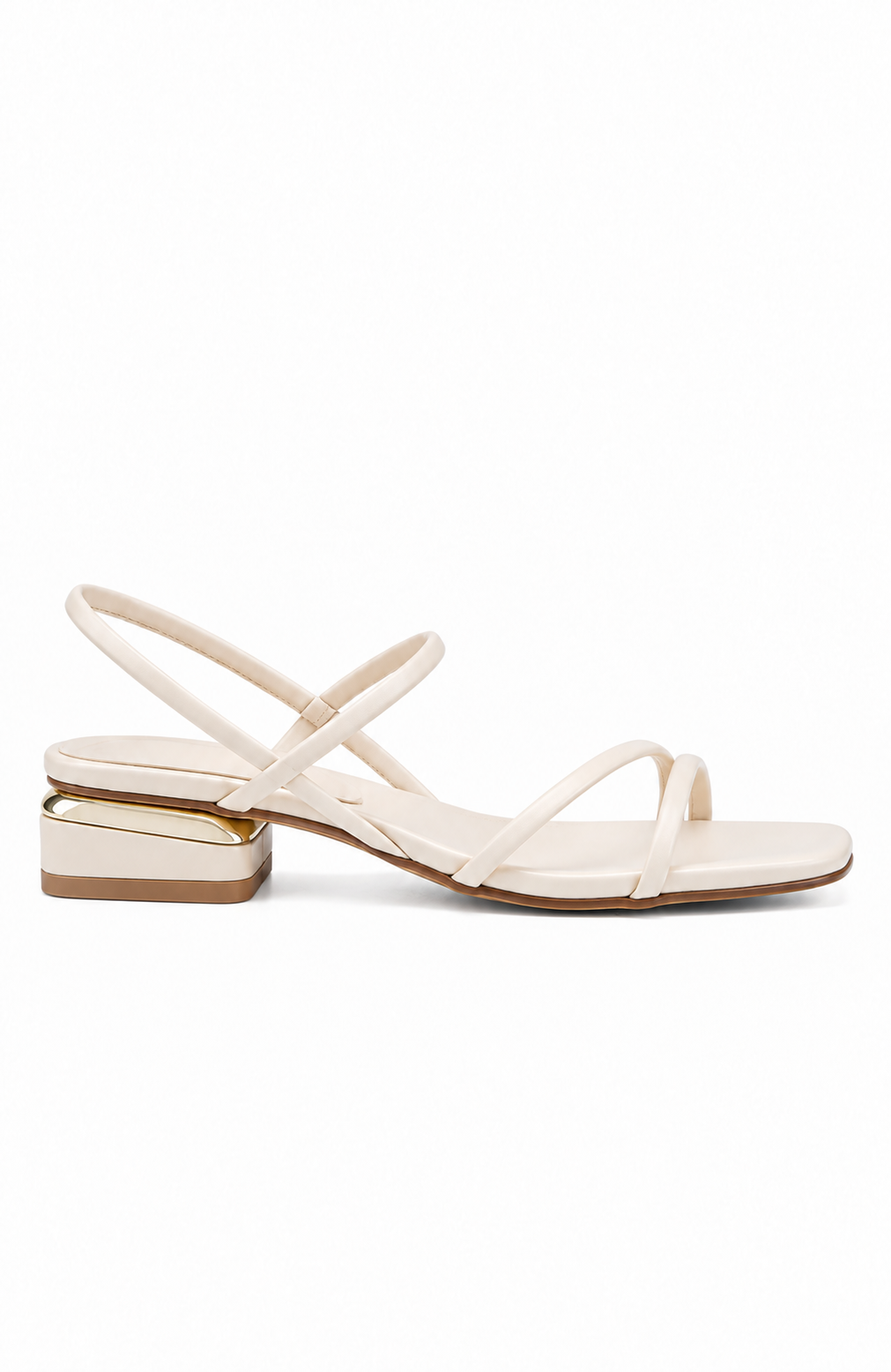 Sandales à Petits Talons Kitten avec Brides Cheville et Bout Carré pour Femme