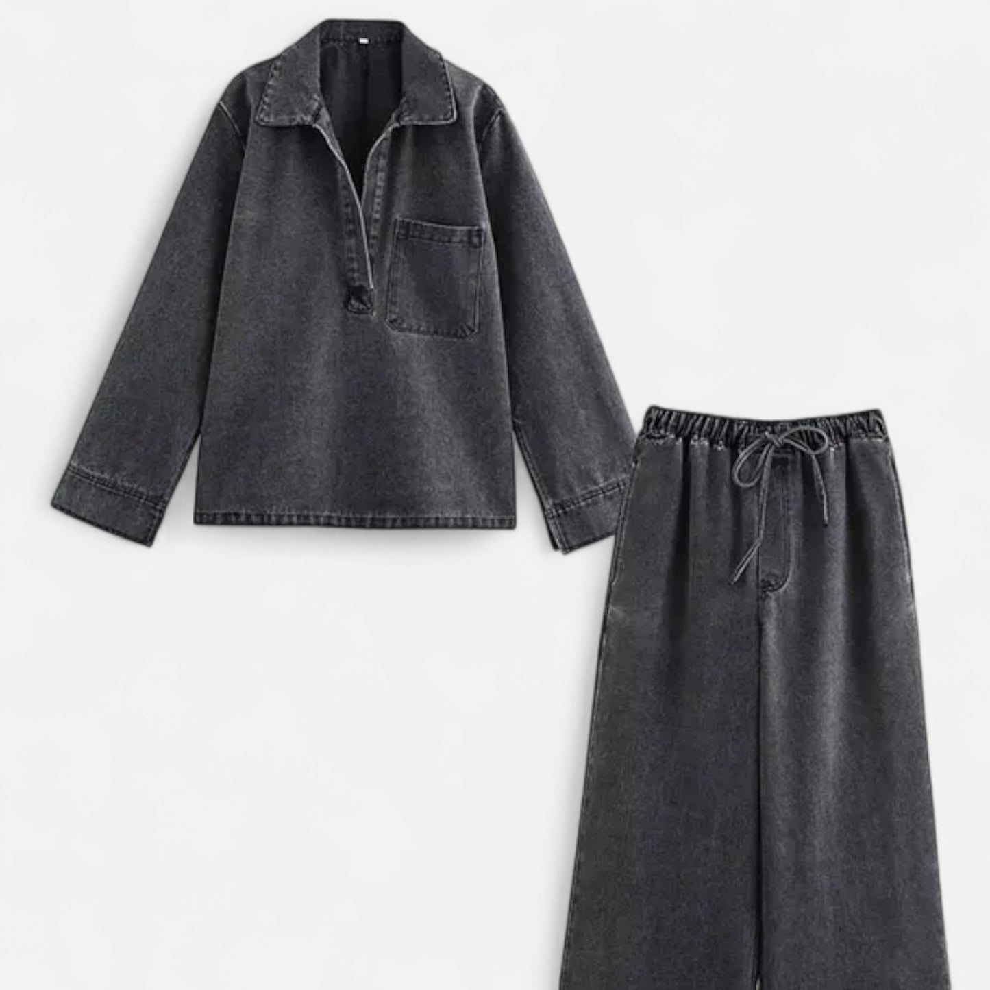 Velclairemode | Ensemble Femme Deux Pièces en Denim – Charisme Urbain & Allure Structurée