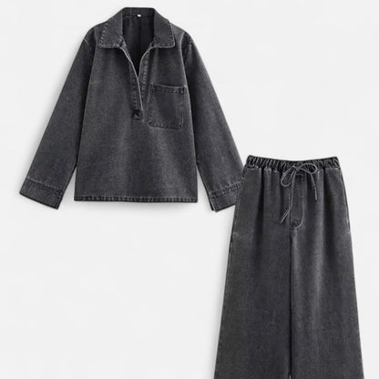 Velclairemode | Ensemble Femme Deux Pièces en Denim – Charisme Urbain & Allure Structurée