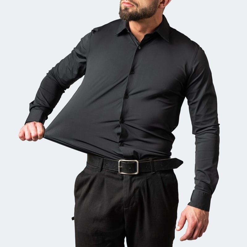 Chemise habillée pour homme infroissable à manches longues et coupe ajustée extensible
