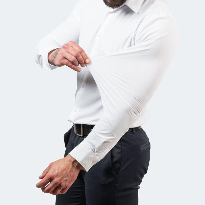 Chemise habillée pour homme infroissable à manches longues et coupe ajustée extensible