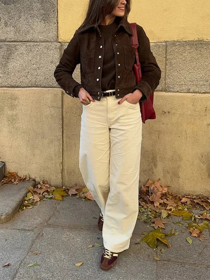 Damejakke Casual med lommer og knapper, elegant stil, moderne komfort til hverdag