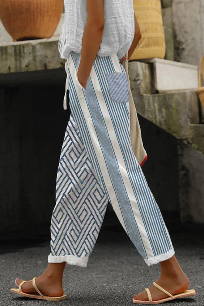 Pantalon Décontracté À Imprimé Abstrait
