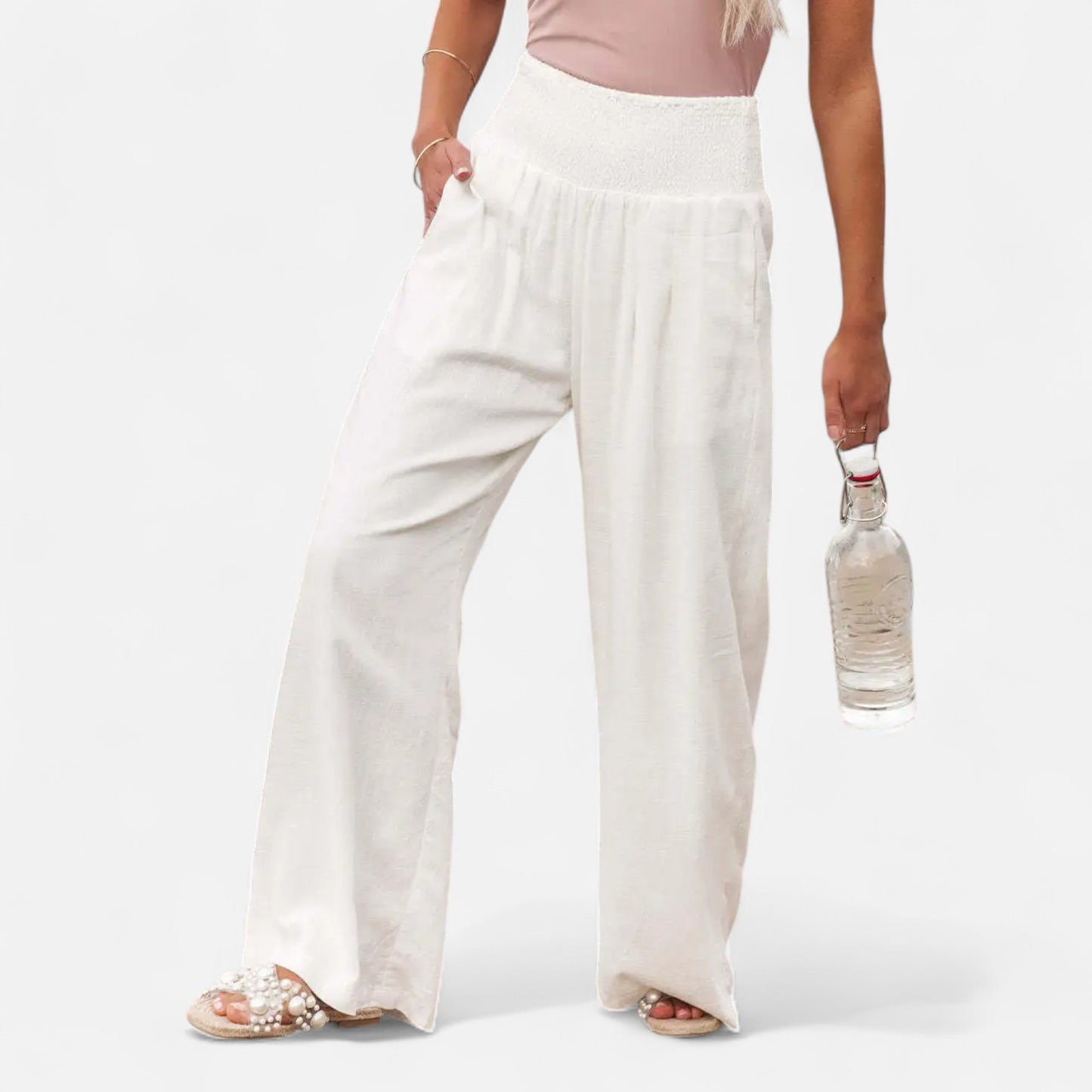 Velclairemode | Pantalon Femme Décontracté à Cordon – Taille Mi-Haute, Finition Usée Stylisée