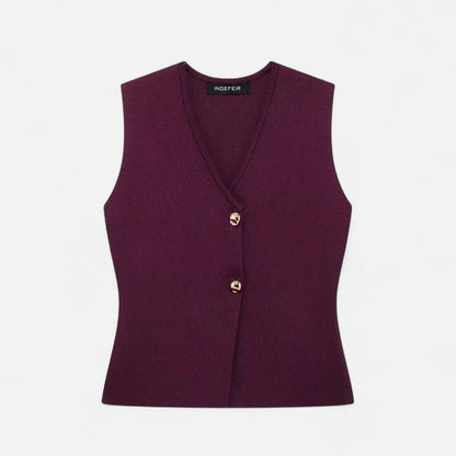 Velclairemode | Ensemble Femme Maille Fine – Débardeur Col V Sans Manches & Jupe Ajustée, Élégance Sculptée