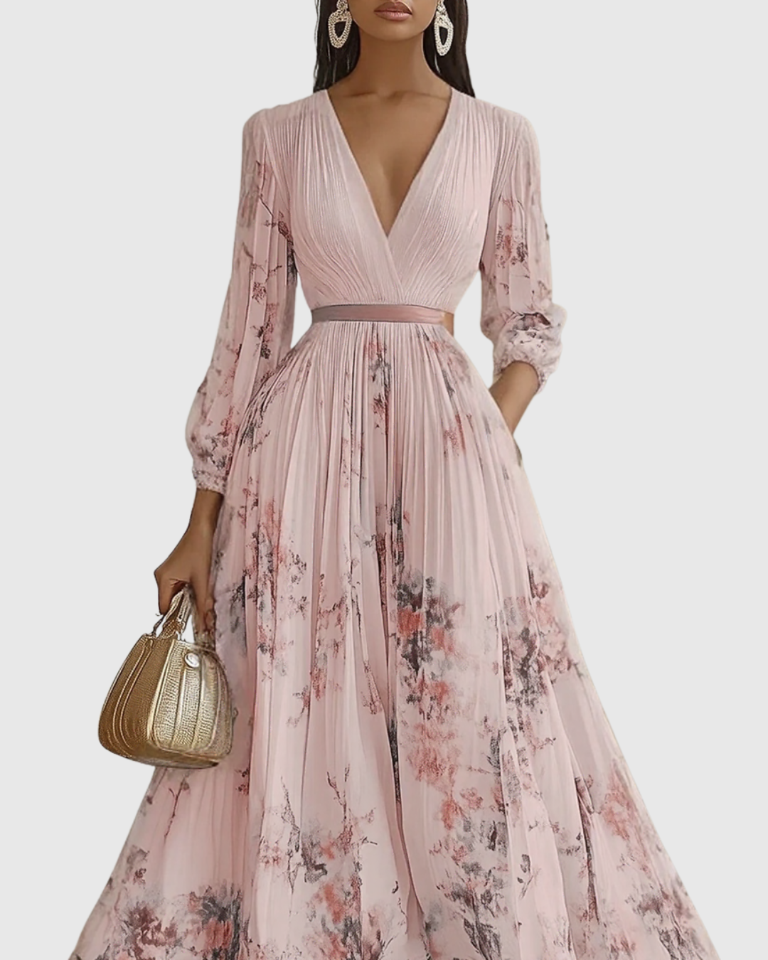 Abito midi a trapezio donna — senza maniche e gonna plissettata — cerimonia