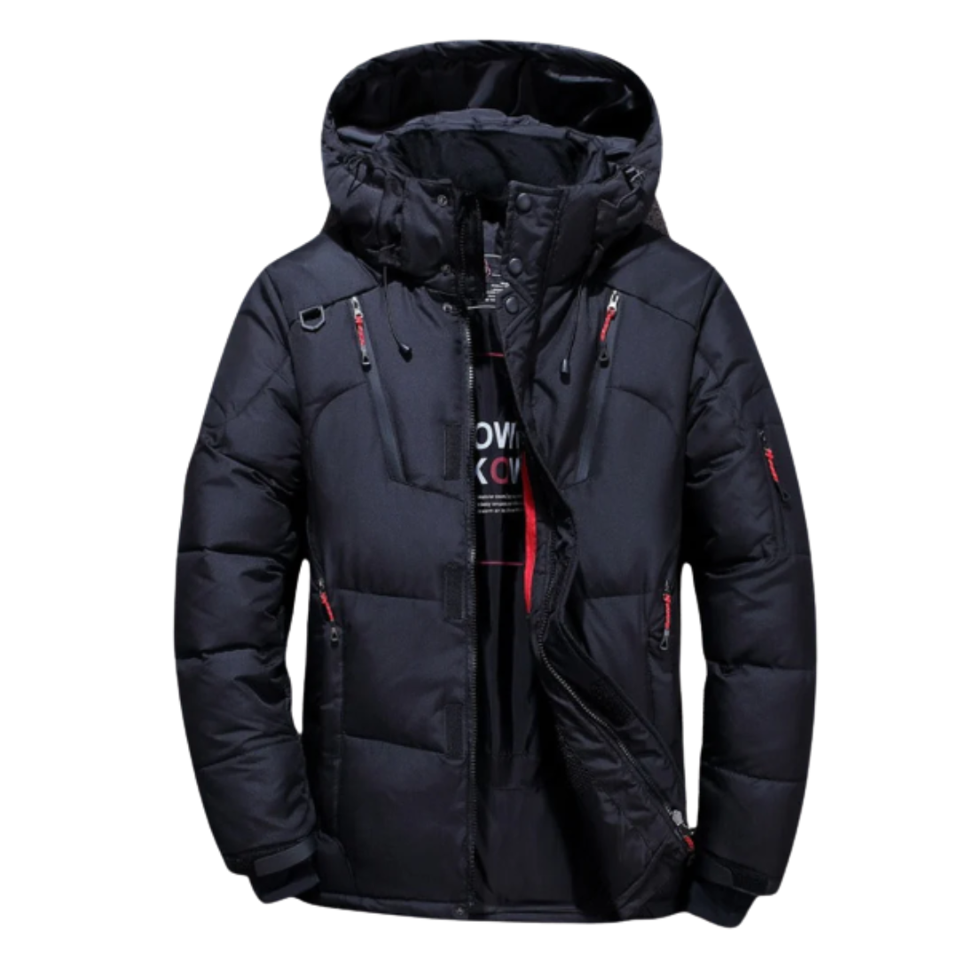Hombre Chaqueta Acolchada Exterior Plumón de Ganso Resistente al Agua Diseño Sencillo Versátil