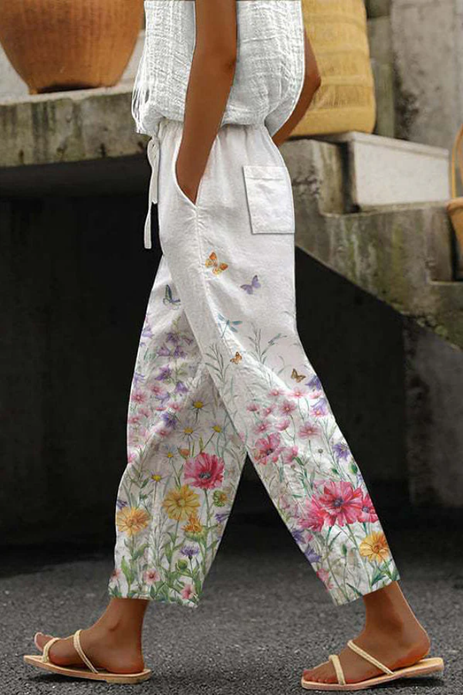 Pantalon Décontracté À Imprimé Abstrait